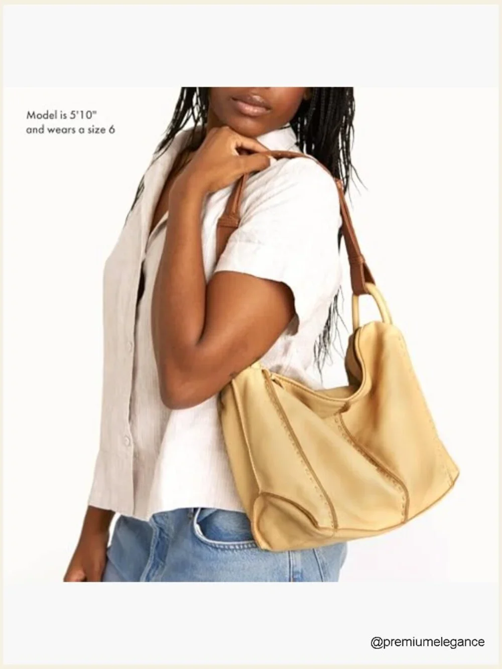 Large Leather Hobo Purse with Zipper Pocket - Everyday Travel Handbag